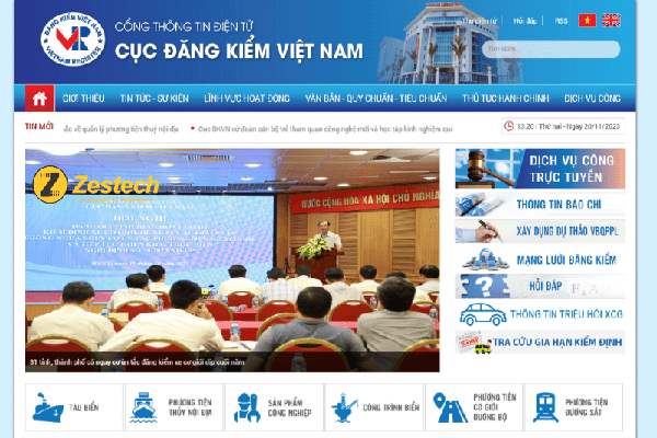 Website Cục Đăng kiểm Việt Nam

